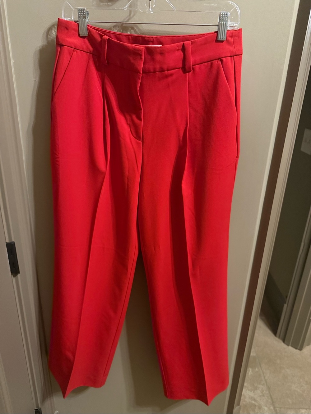 LOFT Red High-Rise Trousers